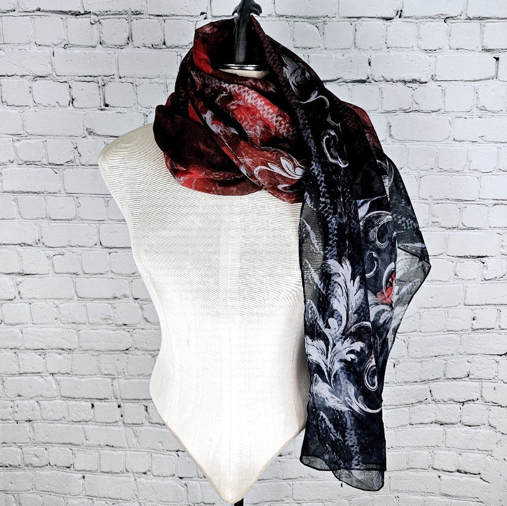 NORTHERN REFLECTIONS | flowy filigree bird design scarf